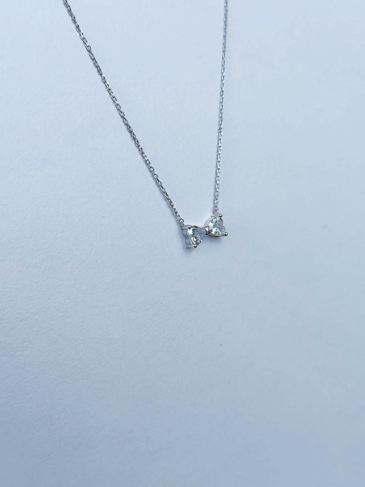 Bow Tie Necklace, Gold or Silver available Ribbon Bow Tie Necklace, Personalized Stone Bow Tie Necklace, Cute Anniversary Gift