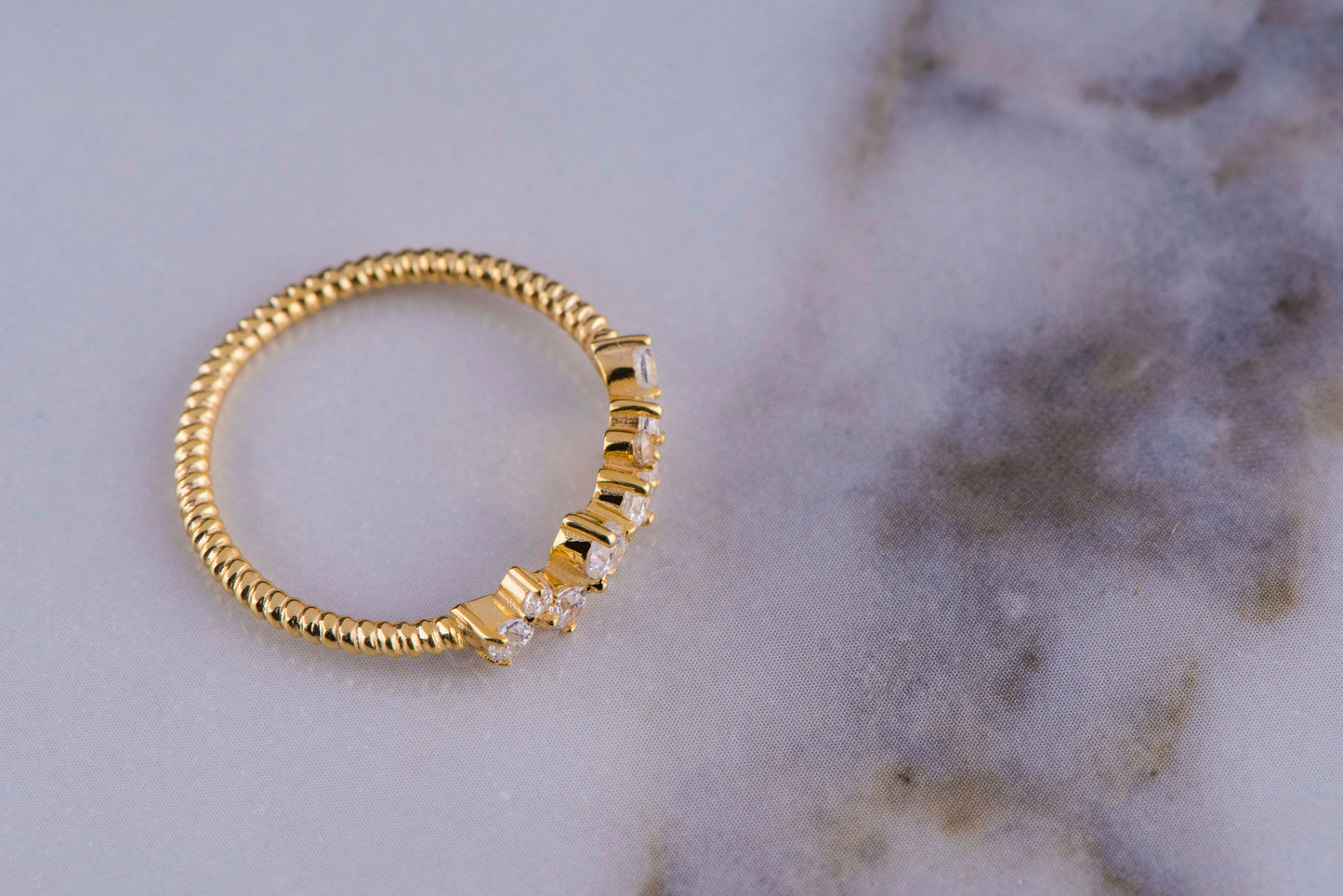 Solid Gold Minimal Diamond Ring, Diamond Gold Ring, Customizable Gold Ring, Elegant Thin Band Gold and Diamond Ring,Gift For Mom