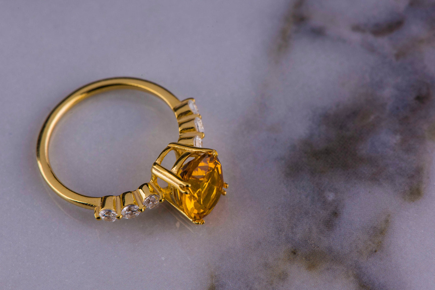 Oval Citrine and Diamond Ring in 14k Gold – Yellow Gemstone Engagement or Mother’s Day Ring