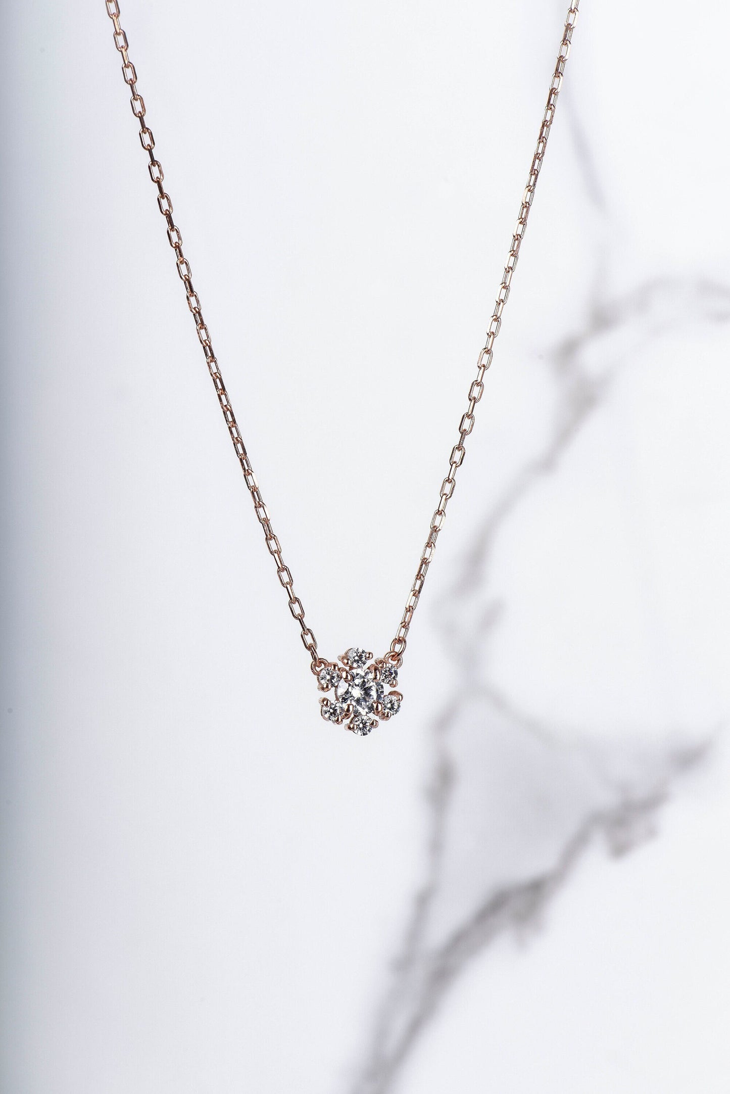 14K Gold Snowflake Diamond Necklace - Dainty Winter Pendant Gift for Her