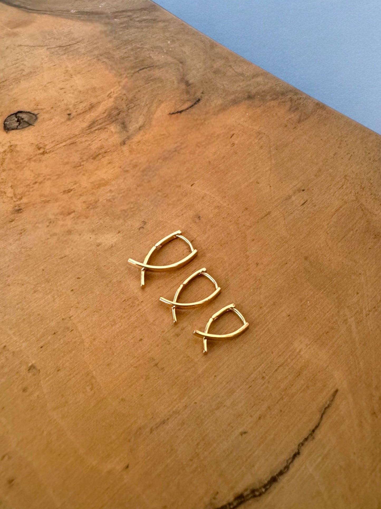 Solid Gold Ichthys Earrings,Gold Ichthys Earrings,Christian Symbol Fish Earrings,Minimal Gold Fish Earrings,Christmas Gift Earrings
