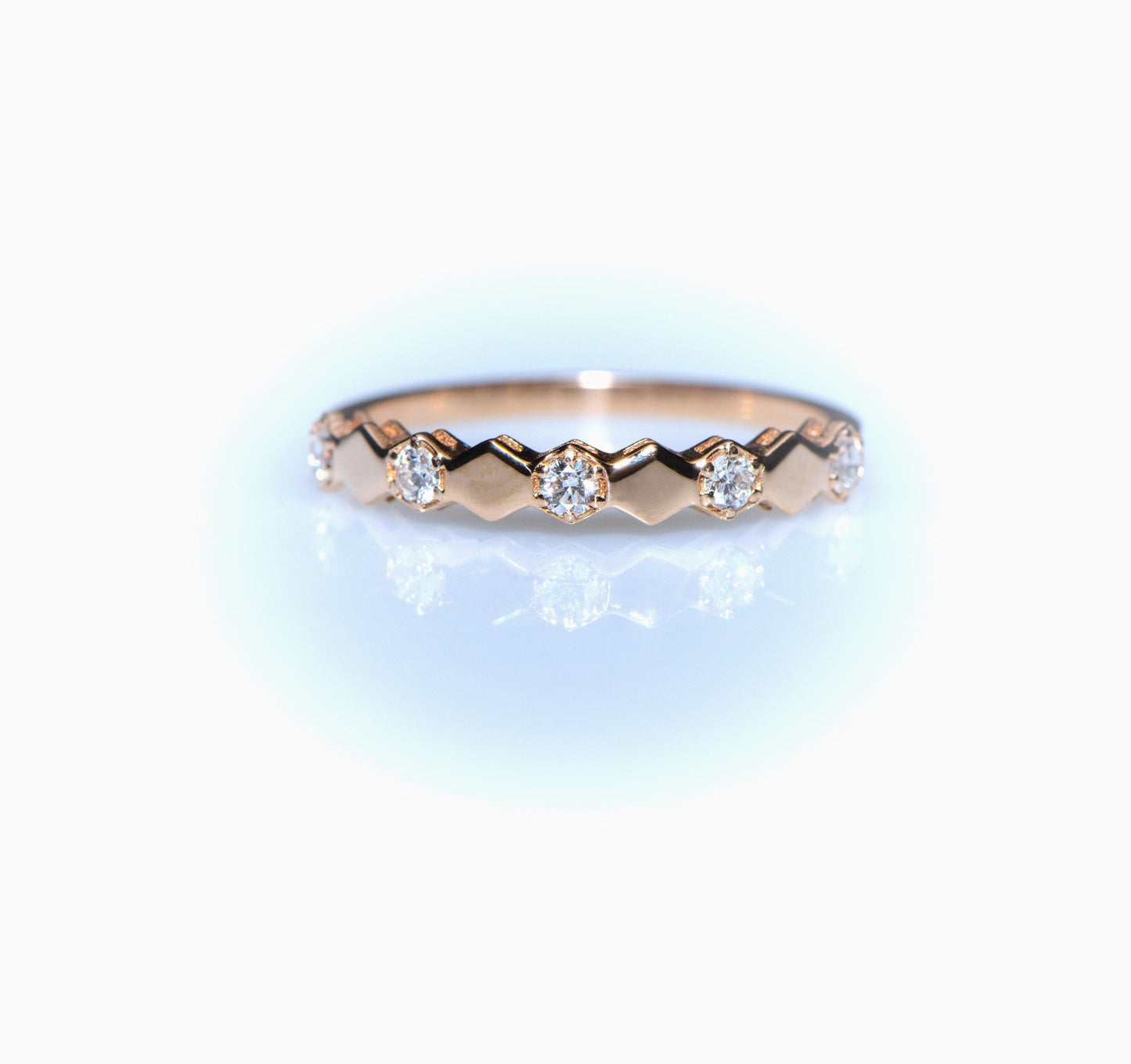 Honeycomb Inspired Diamond Wedding Band ,A Stunning Symbol of Love in Gold,Birthday Gift Ring,Gold Honeycomb Ring, Gift For Mom