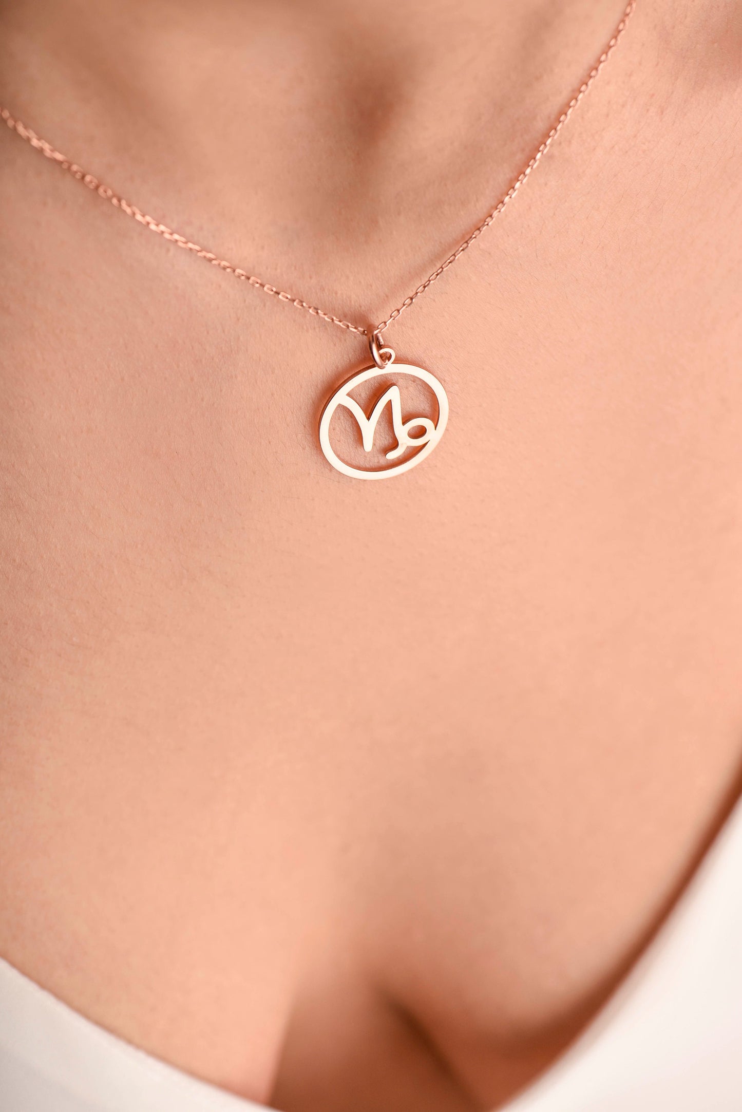 Stunning Solid Gold Capricorn Necklace,Zodiac Symbol Pendant,Gift for December Birthdays ,Capricorn Charm Necklace,Christmas Gift Necklace