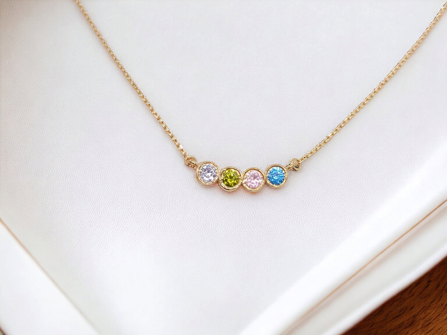 Solid Gold Birthstone Necklace, Personalized Birthstone Necklace, Bridesmaid gift,Birthday Gift, Birthstone Jewelry,Mother's Day Gift