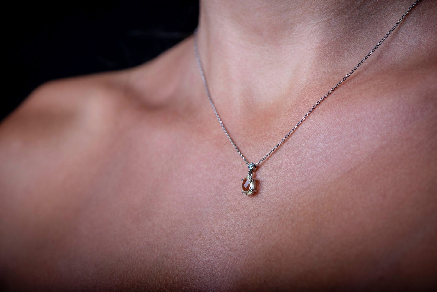 14K Gold Diamond Tourmaline Necklace/Chain Elegant Anniversary Gift/Personalized Birthstone Gift Necklace/Valentine’s Day Gift,Gift for love