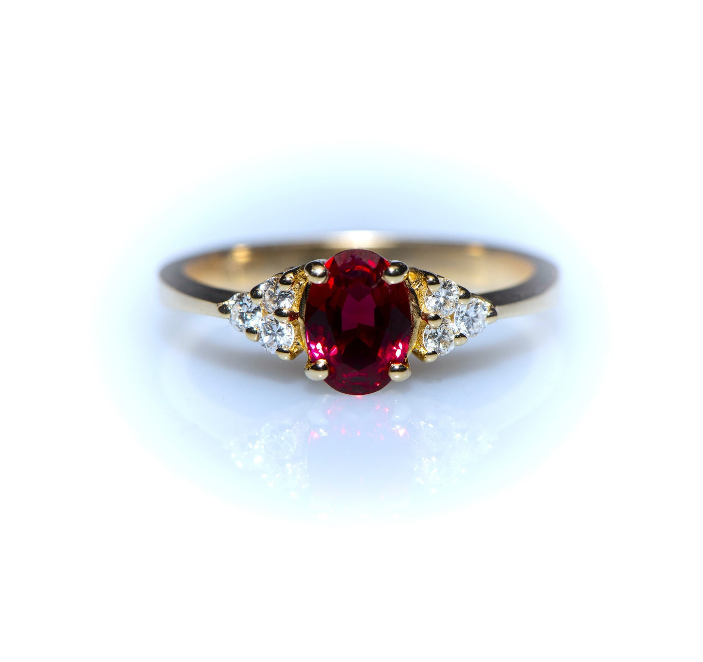 Oval Ruby and Diamond Ring in 14k Gold – Classic Red Gemstone Engagement or Anniversary Gift