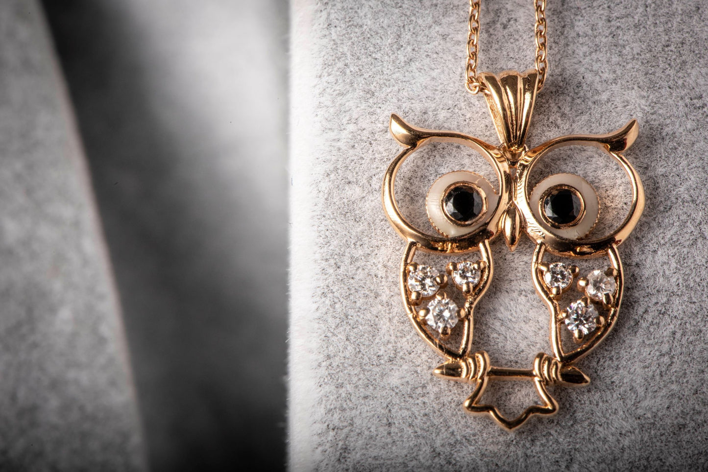 18K Solid Gold Owl Necklace, Designer Owl Necklace, Animal Lover Necklace, Gift Owl Necklace, Diamond Owl Necklace,Christmas Gift Necklace