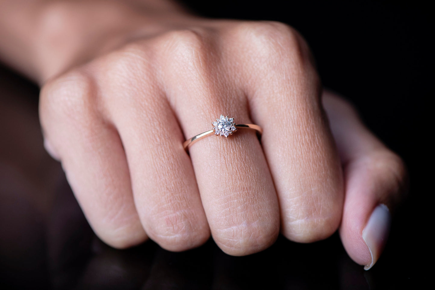 Diamond Gold Ring,Diamond Ring,Engagement Ring,Birthday Gift,Cluster Diamond,14K gold ring,Art Deco Jewelry,Wedding Gift Ring, Gift For Mom