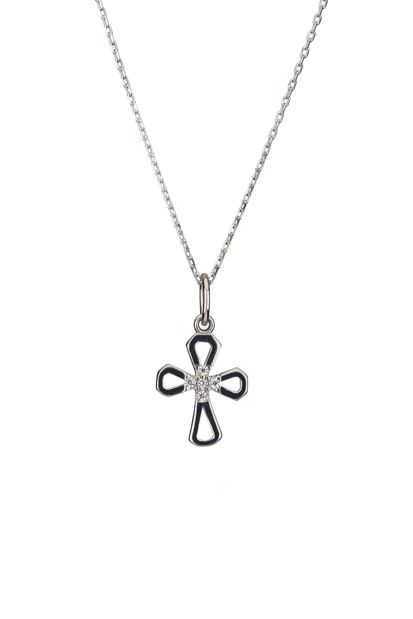 Solid Gold Diamond Cross Necklace,Exquisite 14K Solid White Gold, Symbolize Faith in Style,Birthday Gift Necklace,Christmas Gift Necklace