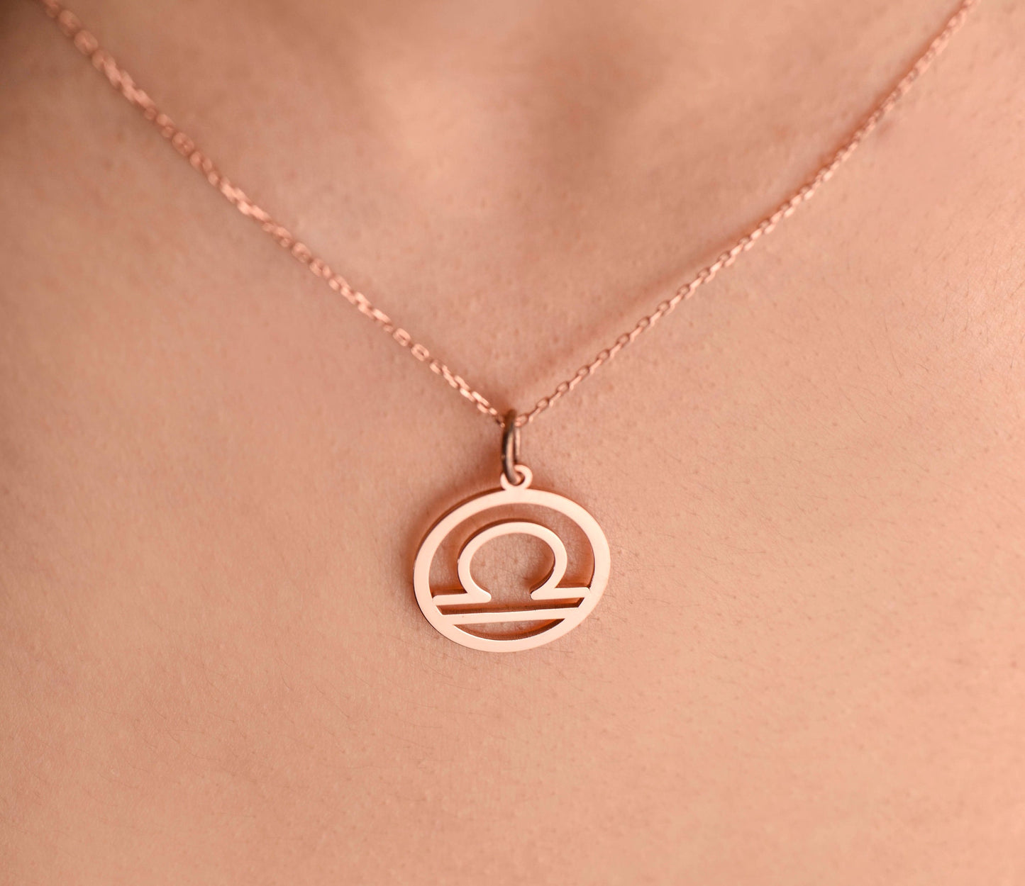 14K Solid Gold Libra Necklace ,Personalized Astrology Pendant for Balance and Harmony,Christmas Gift Necklace,X-mas Gift Necklace
