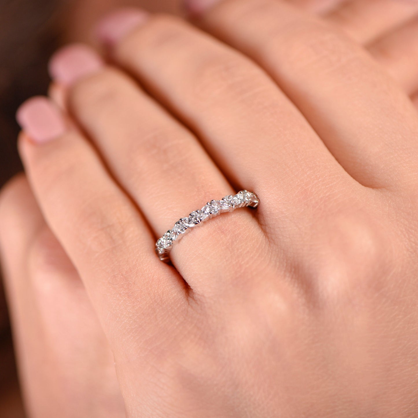 Marquise Diamond Ring,Engagement Gift Ring,Cluster Marquise Diamond Wedding Band,Christmas Gift Ring,X-mas Gift Ring,Gift For MOM