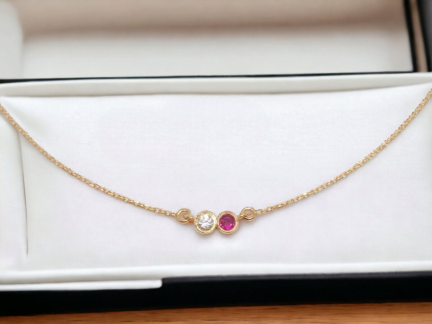 Solid Gold Birthstone Necklace, Personalized Birthstone Necklace, Bridesmaid gift,Birthday Gift, Birthstone Jewelry,Mother's Day Gift