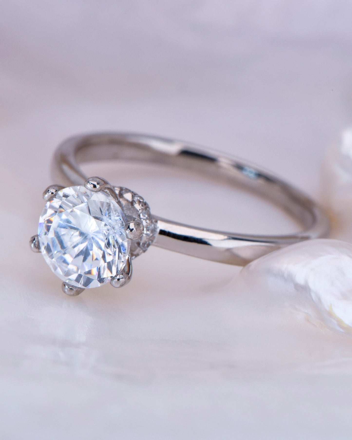 Round Moissanite Solitaire Engagement Ring – 1.00ct, 14K Solid Gold, Classic Handmade Ring, GIA Certified Stones