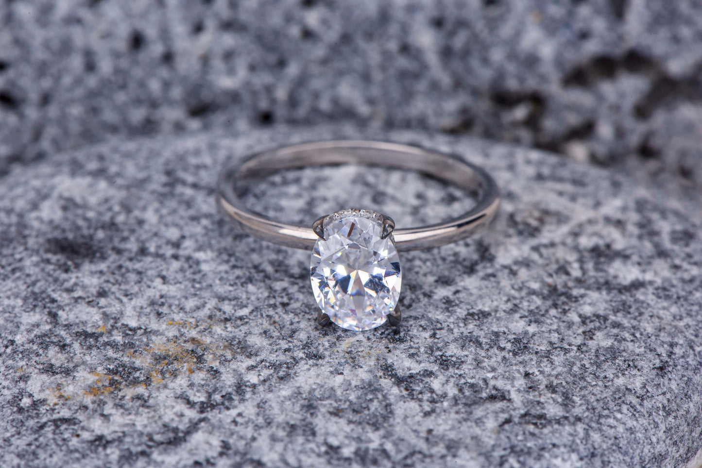 Oval Moissanite Engagement Ring – 1.50ct, White Gold Solitaire Ring, 14K Solid Gold, Handmade Ring for Proposal or Gift