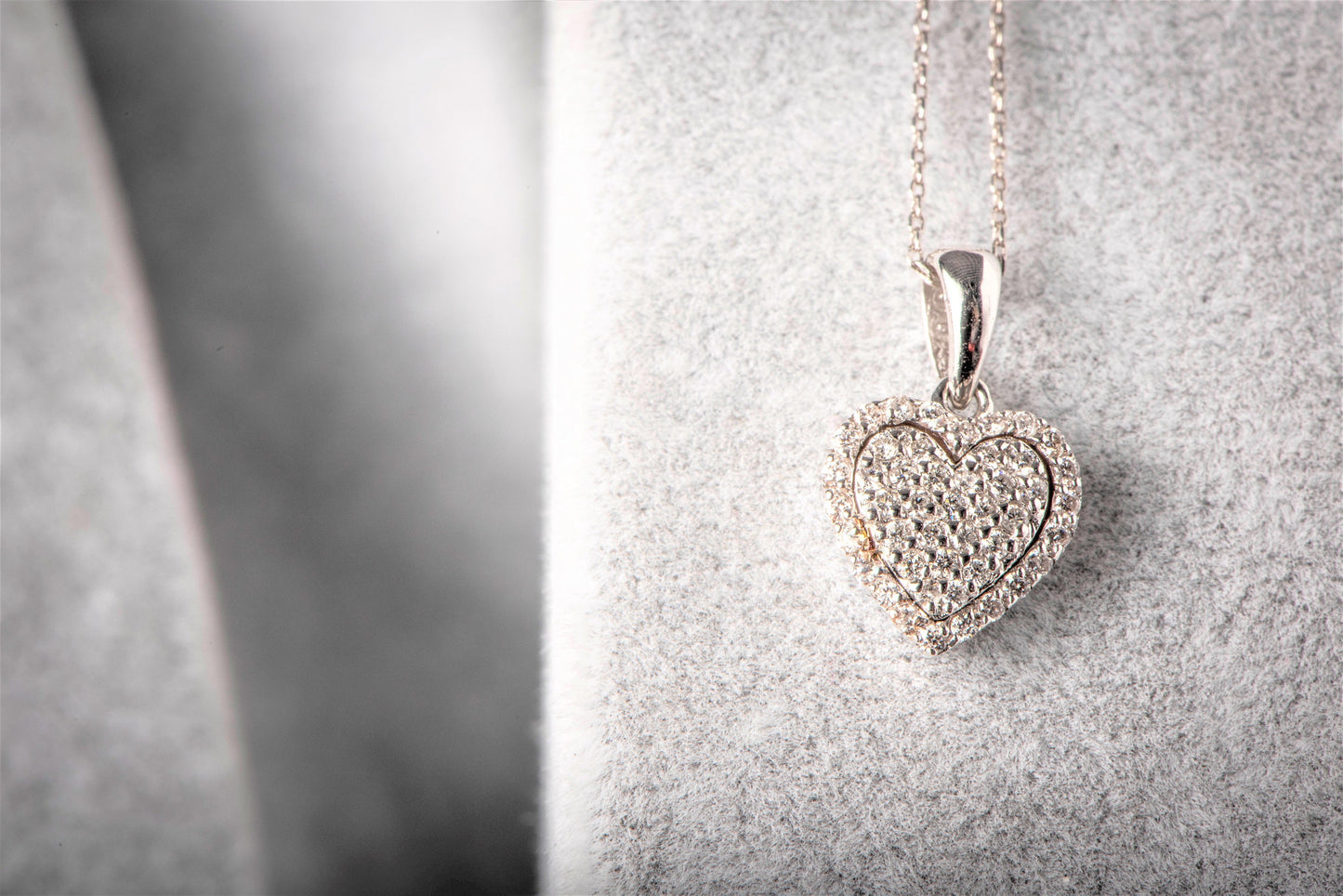 Heart Diamond Necklace,Elegant Diamond Cluster Heart Necklace,Handcrafted in Solid White Gold,Gift for Love,Christmas Gift Necklace