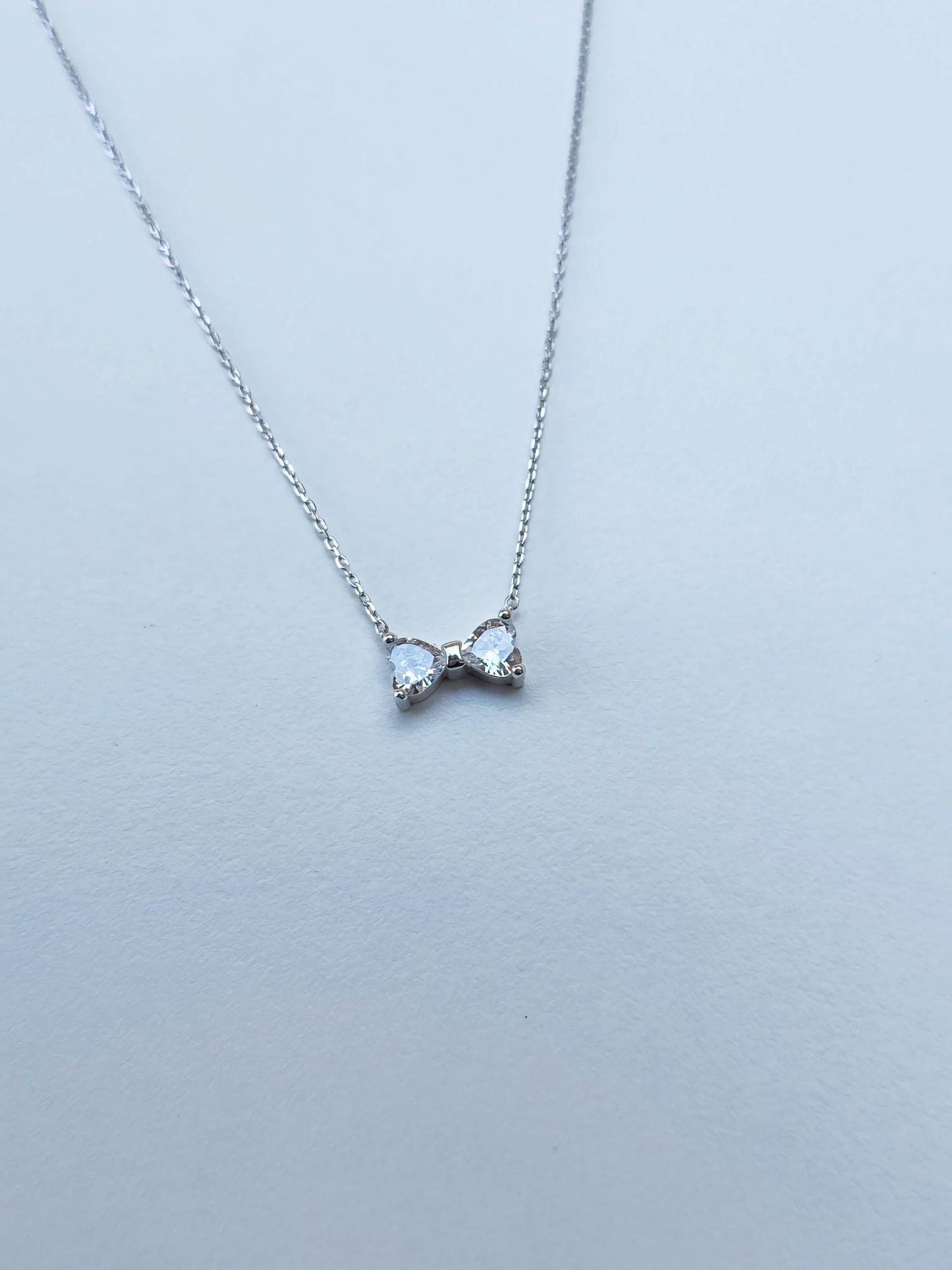 Bow Tie Necklace, Gold or Silver available Ribbon Bow Tie Necklace, Personalized Stone Bow Tie Necklace, Cute Anniversary Gift