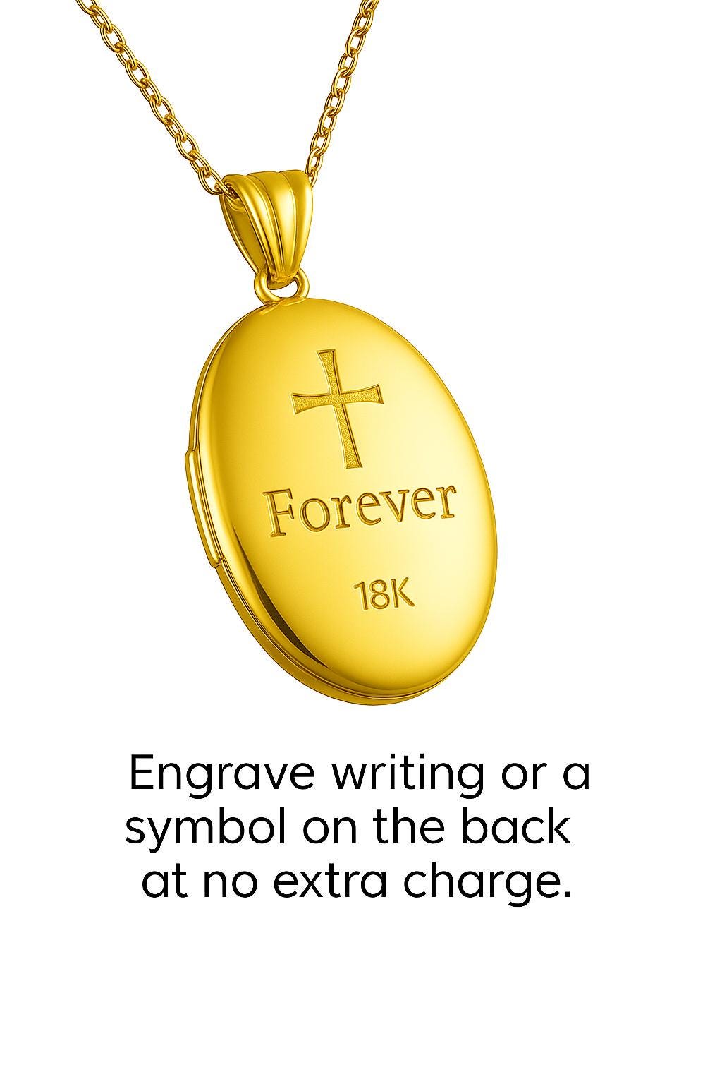 Personalized Gold Oval Photo Locket with Engraving and Pictures, Custom Memorial Necklace, Gift for Her, 925 Silver or 14k Solid Gold Option