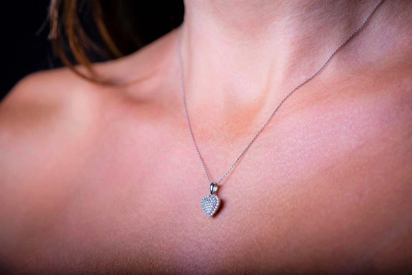 Heart Diamond Necklace,Elegant Diamond Cluster Heart Necklace,Handcrafted in Solid White Gold,Gift for Love,Christmas Gift Necklace