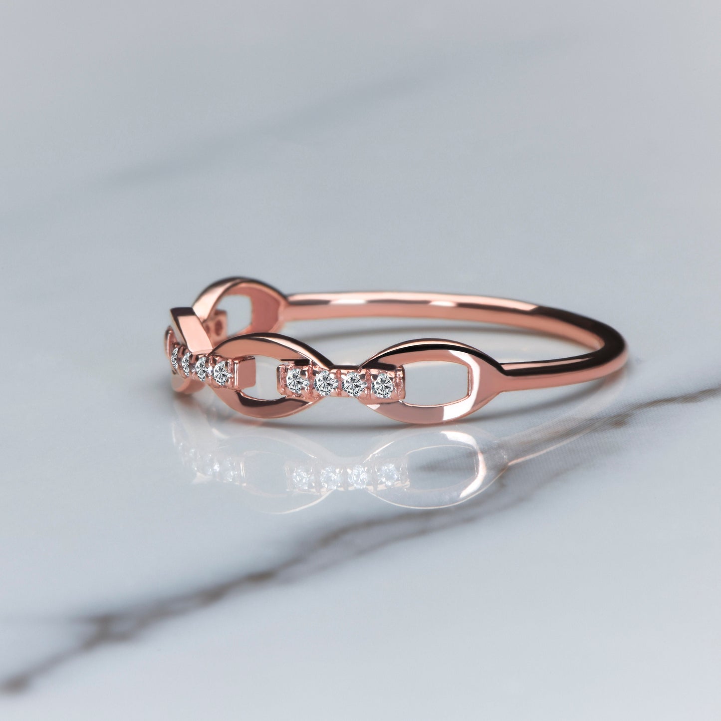 14K Gold Double Row Stone Ring,Minimal Diamond Gold Ring,Beehive Gold Ring,Elegant Gold Ring with Thin Band, Gift For Mom