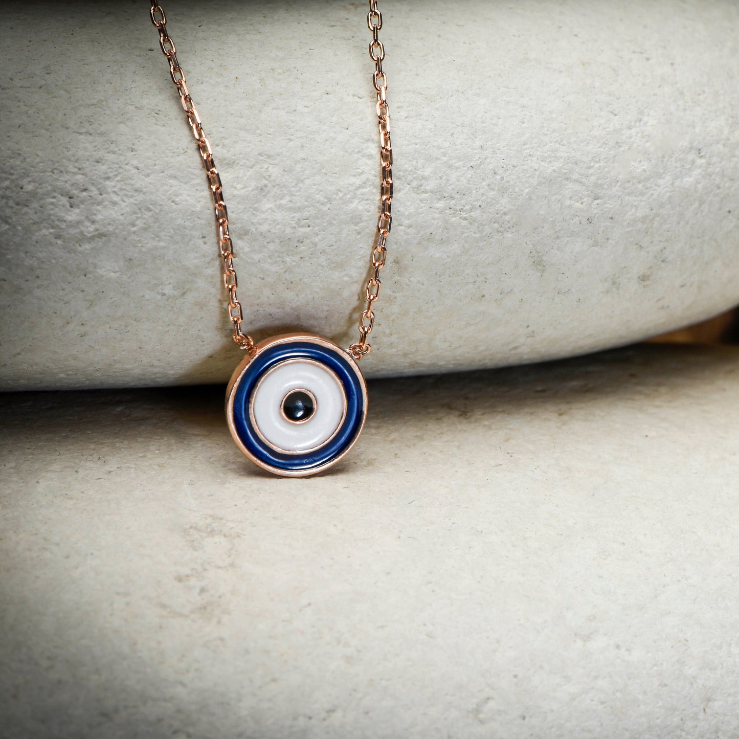 Evil Eye Necklace,Handcrafted Solid Gold Enamel Evil Eye Necklace,Symbol of Protection and Fashion,Gift For Love,Christmas Gift Necklace