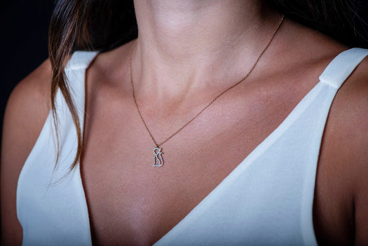 14K Solid Gold Cat Necklace,Minimal Gold Cat Necklace,Cat Lovers Necklace,Gold Cat Necklace with Diamonds,Mother's Day Gift, Gift For Mom