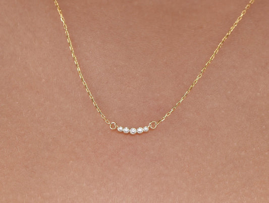 14K Yellow Gold Diamond Bar Necklace - Dainty Minimalist Pendant for Her
