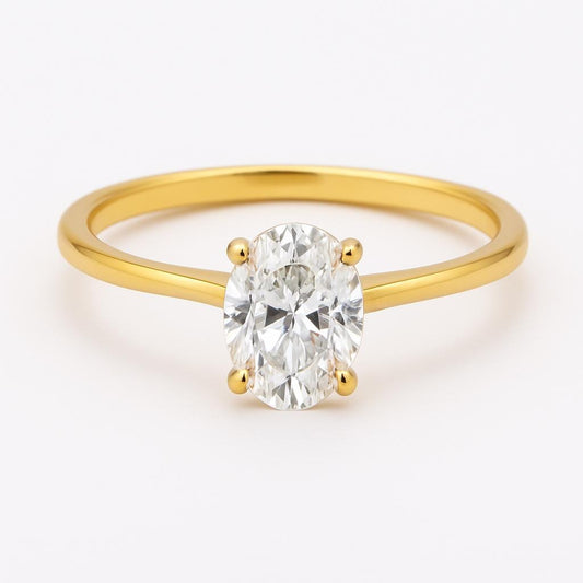 Oval Cut Moissanite Engagement Ring – 1.00ct, 14K Solid Gold, Handmade Ring, Wedding Proposal, Anniversary Gift