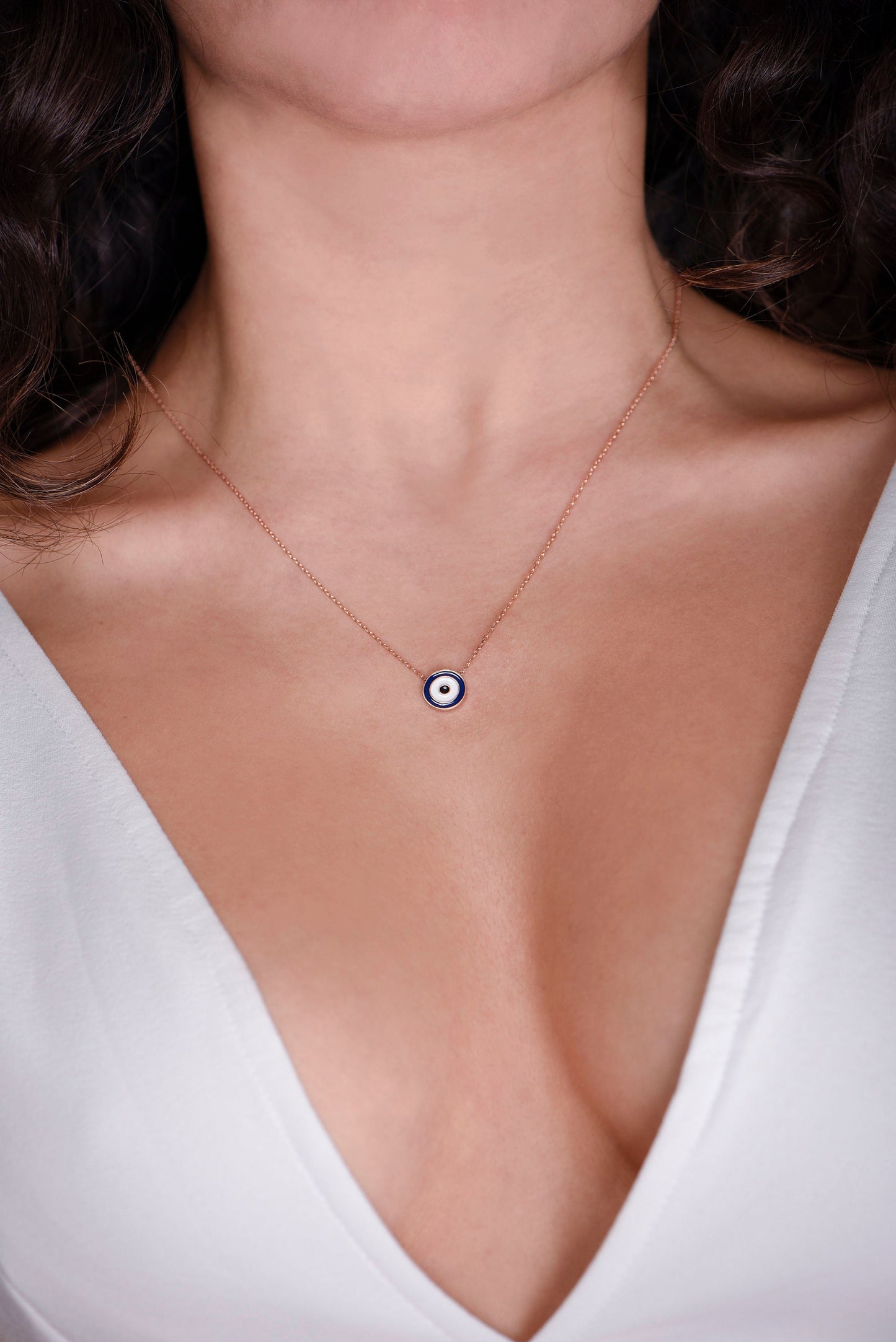 Evil Eye Necklace,Handcrafted Solid Gold Enamel Evil Eye Necklace,Symbol of Protection and Fashion,Gift For Love,Christmas Gift Necklace