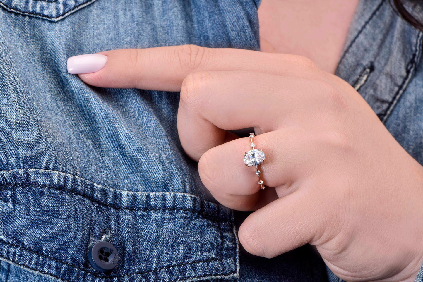 Gold Solitaire Ring,Solitaire Diamond Ring,Gold Ring with Diamond Edge,Marriage Proposal Solitaire Ring, Gift For Mom
