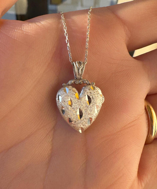 Engraved Heart Locket Necklace with Custom Photo & Text, Sterling Silver or Gold, Handcrafted Floral Etched Memorial Pendant, Gift for Her