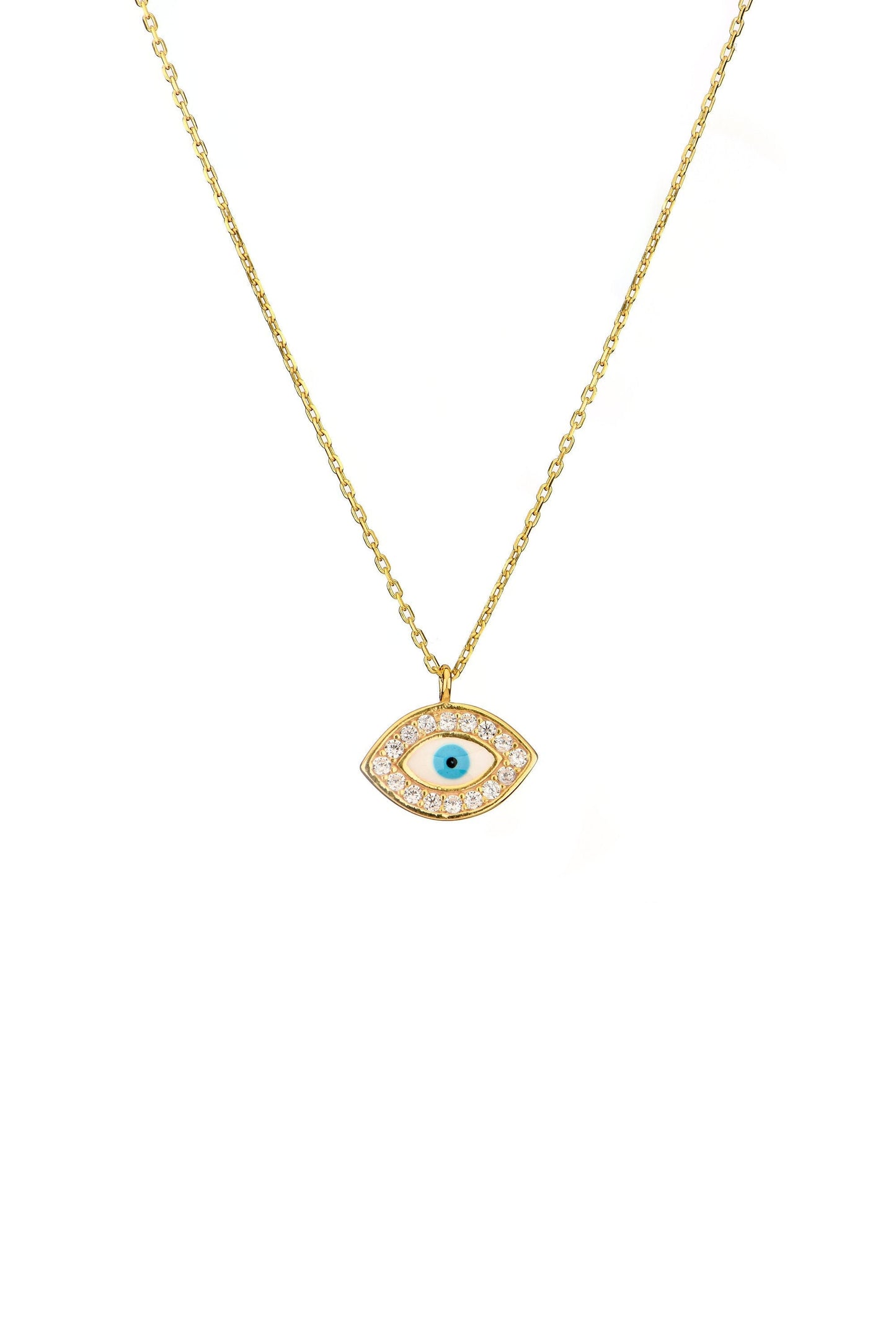 Gorgeous Diamond Framed Evil Eye Necklace - Protection and Style Combined-Fantastic Necklace,Evil Eye Necklace,Christmas Gift Necklace