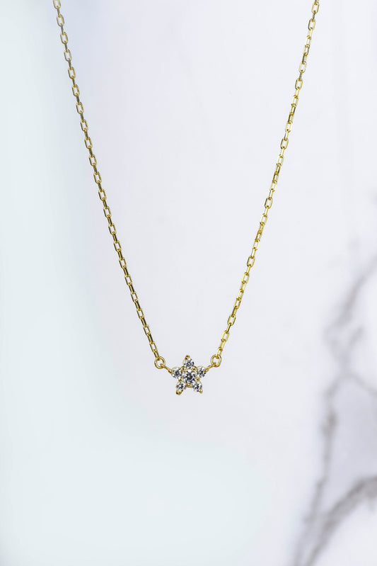 Thiny Star Necklace,Minimal Star Necklace,Solid Gold Diamond Star Necklace,Stylish Star Necklace,Mother's Day Gift, Gift For Mom