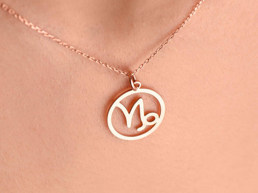Stunning Solid Gold Capricorn Necklace,Zodiac Symbol Pendant,Gift for December Birthdays ,Capricorn Charm Necklace,Christmas Gift Necklace