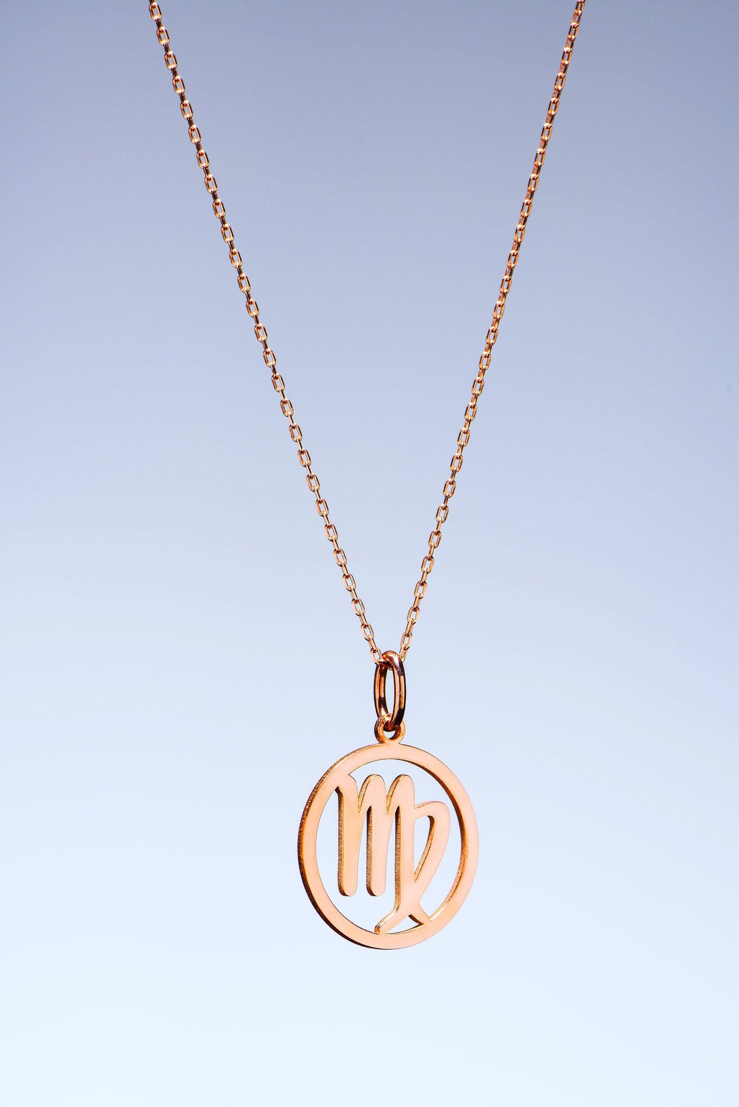 Gold Virgo Necklace,Virgo Symbol Pendant,Zodiac Solid Gold, Astrology Zodiac Jewelry,Birthday Gift Necklace,Christmas Gift Ring,X-mas Gift