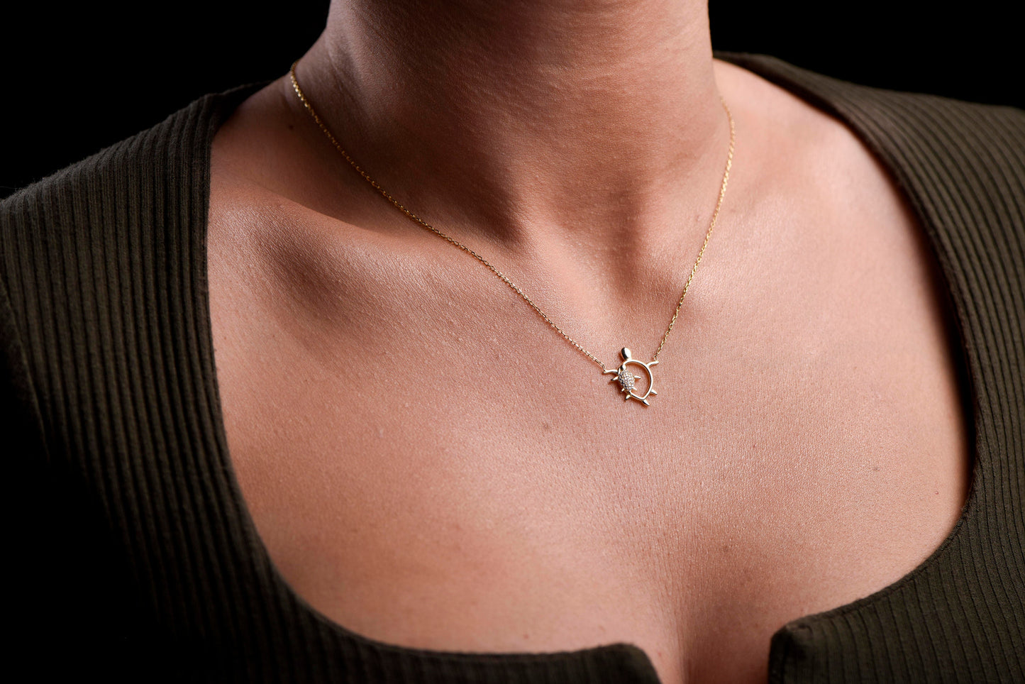 Gold Turtle Necklace-Elegant Mother and Child Turtle Gold Diamond Necklace-Perfect Gift for Mom-Family Necklace-Christmas Gift Necklace