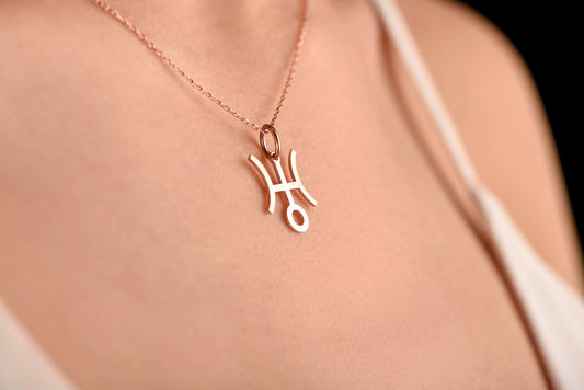 14K Solid Gold Uranus Necklace/ Solid Gold Uranus Necklace / Planet Charm Lucky Necklace/Gold Planet Charm Necklace,Christmas Gift Necklace