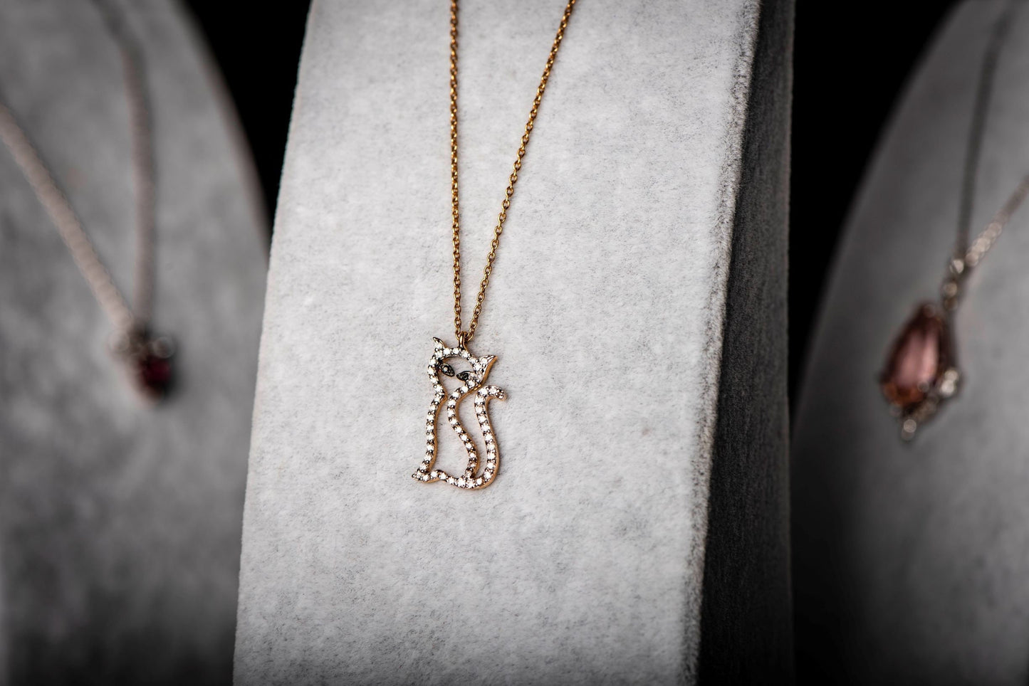 14K Gold Diamond Cat Necklace,Animal Lover Necklace,Cat Lover Necklace,Gold Diamond Necklace,Birthday Gift Necklace,Valentine’s Day Gift