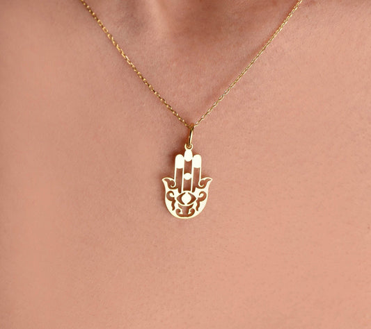 14K Solid Gold Fatman's Hand Necklace, Gold Spiritual Necklace, Spiritual Necklace, Birthday Gift Necklace, Christmas Gift