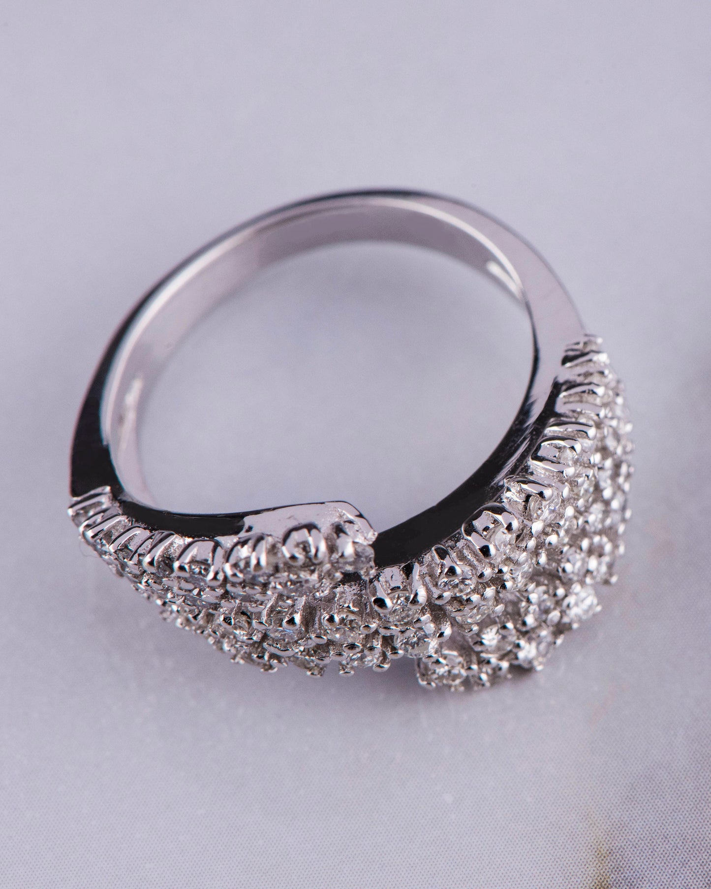 18K White Gold Natural Diamond Cluster Wrap Ring - Luxury Statement Wedding Anniversary Engagement Jewelry