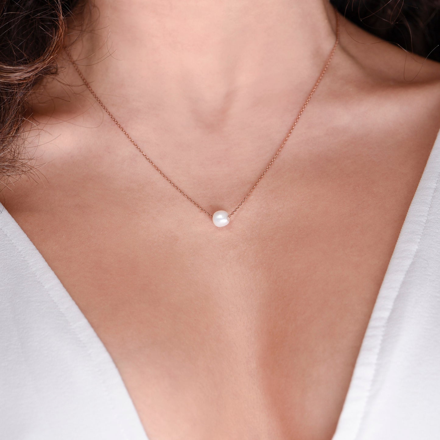 Minimal Gold Pearl Necklace, Elegant Gold Pearl Necklace, Pearl Necklace, Solid Gold Pearl Necklace,Mother's Day Gift,Mother's Day