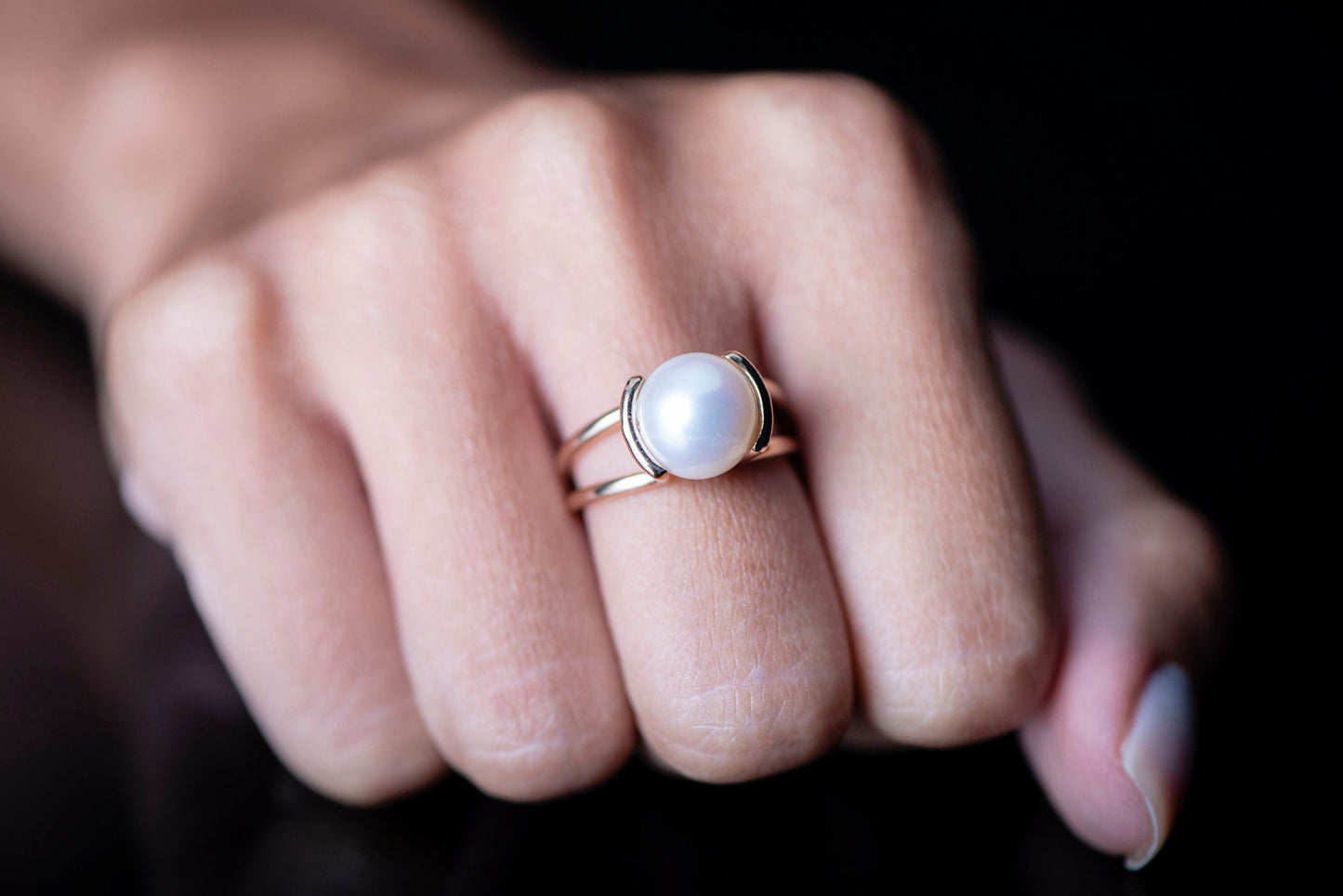 Classic Pearl Ring in 14k Gold – Statement Minimalist Design for Anniversary or Mother’s Day Gift