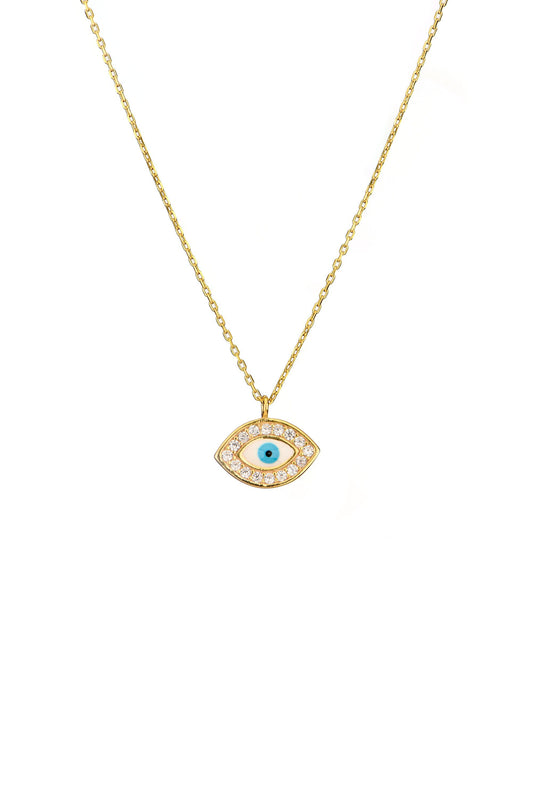 Diamond Framed Evil Eye Necklace,Protection and Style Combined,Mystical Symbol Necklace,Negative Repellent Necklace,Christmas Gift Necklace