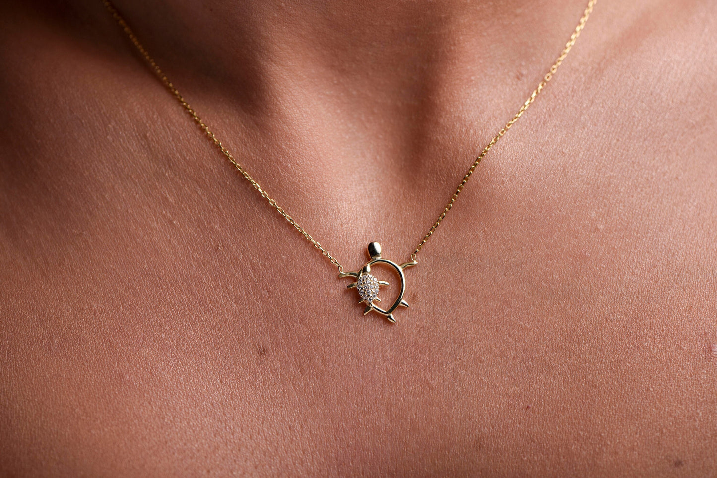 Gold Turtle Necklace-Elegant Mother and Child Turtle Gold Diamond Necklace-Perfect Gift for Mom-Family Necklace-Christmas Gift Necklace