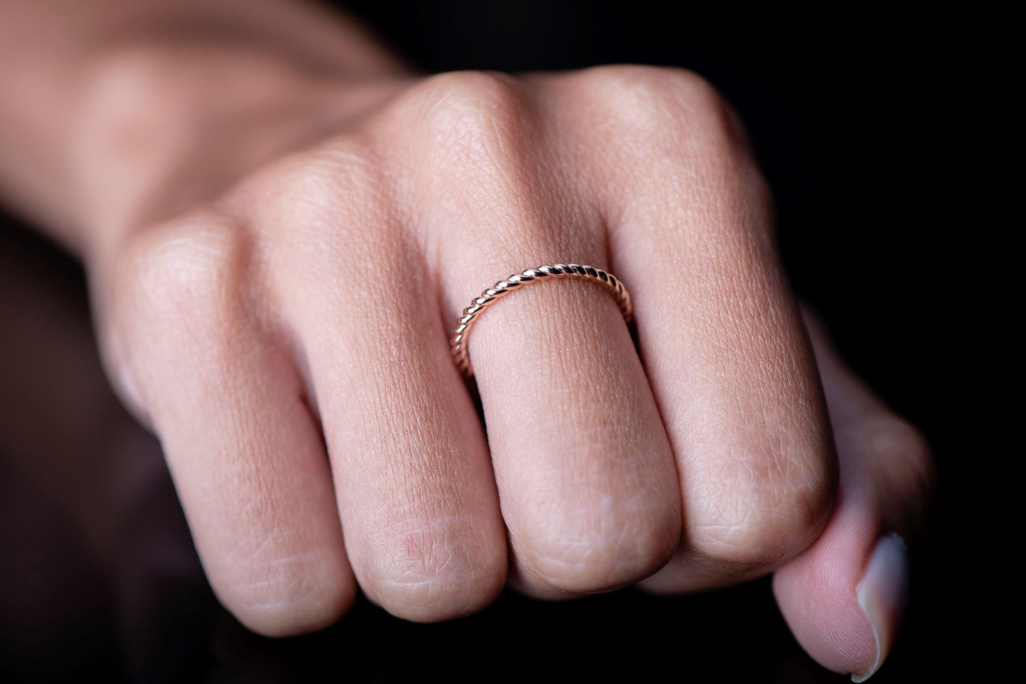 Vintage Inspired Fine Twist  Rose Gold Ring,Statement Piece for All Occasions,Thin Peg Ring,Gold Peg Ring, Gift For Mom