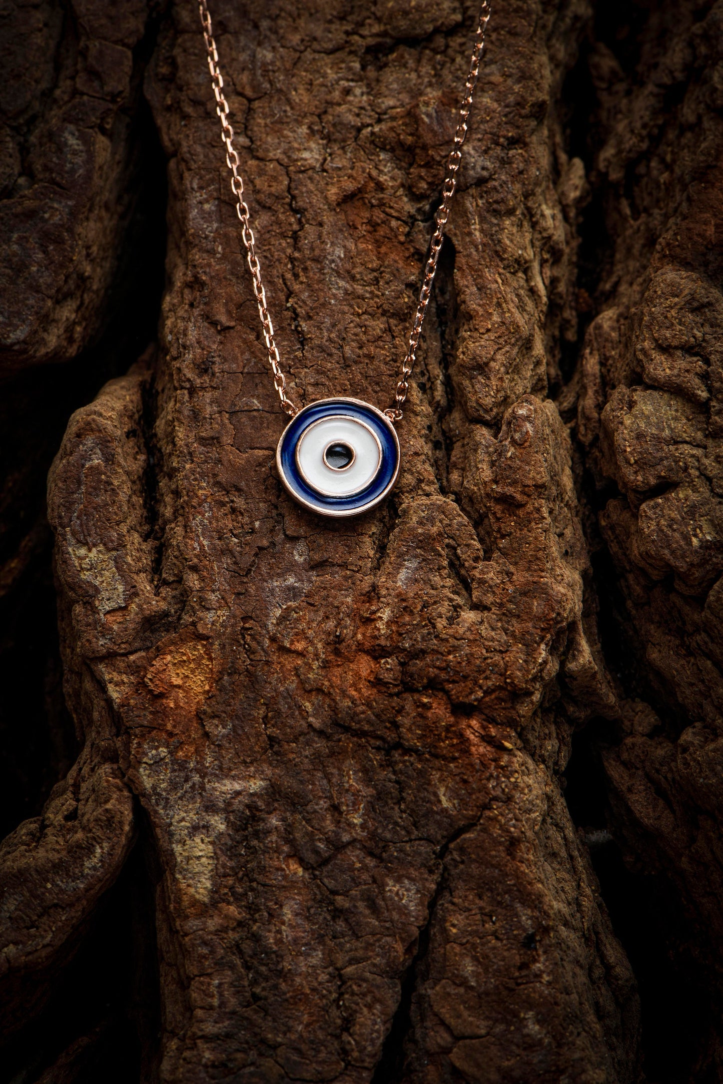 Evil Eye Necklace,Handcrafted Solid Gold Enamel Evil Eye Necklace,Symbol of Protection and Fashion,Gift For Love,Christmas Gift Necklace