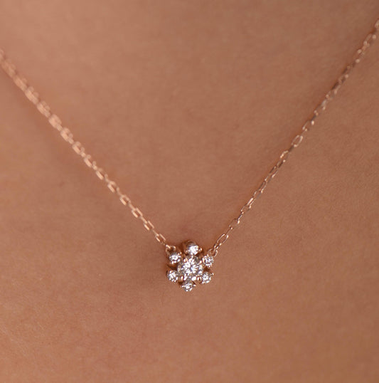 14K Gold Snowflake Diamond Necklace - Dainty Winter Pendant Gift for Her