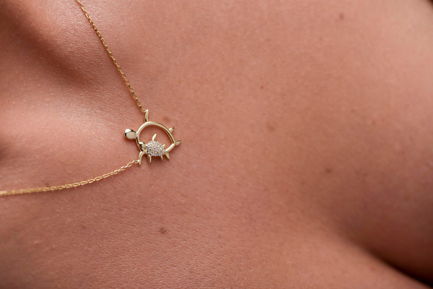 Gold Turtle Necklace-Elegant Mother and Child Turtle Gold Diamond Necklace-Perfect Gift for Mom-Family Necklace-Christmas Gift Necklace