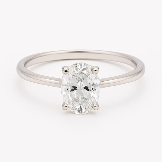 Oval Moissanite Engagement Ring – 1.50ct, White Gold Solitaire Ring, 14K Solid Gold, Handmade Ring for Proposal or Gift