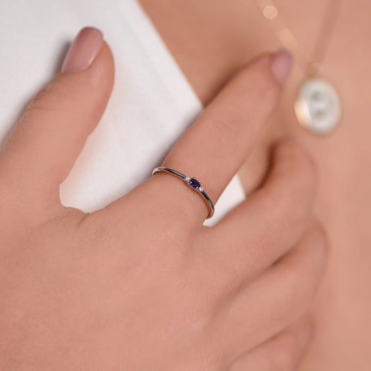 Minimal Birthstone Ring – 14K Gold Custom Sapphire Ring | Everyday Dainty Jewelry | Mother’s Day Gift