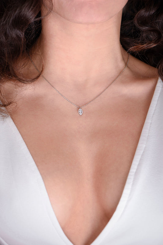 Marquise Shape Diamond Cluster Necklace,Chic and Timeless Pendant,Minimal Marquise Necklace,Minimal Dainty Necklace,Christmas Gift Necklace